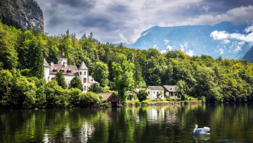 обоя grub castle, lake hallstatt, austria, города, замки австрии, grub, castle, lake, hallstatt