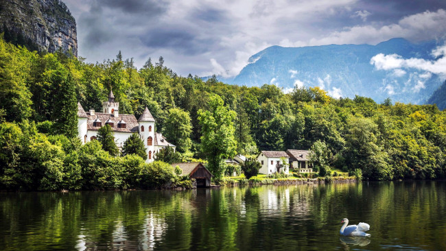 Обои картинки фото grub castle, lake hallstatt, austria, города, замки австрии, grub, castle, lake, hallstatt