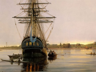 Картинка mark myers the slava rosjii at three saints harbour 20 june 1790 корабли рисованные