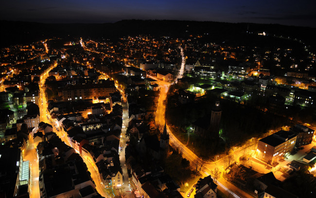 Обои картинки фото города, огни, ночного, jena, thuringia, germany