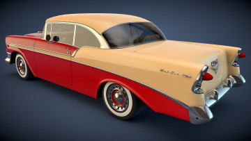 обоя автомобили, 3д, 1956, chevrolet, bel, air, coupe