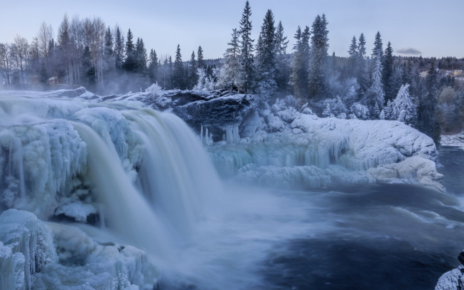 Обои картинки фото природа, зима, лед, водопад, снег