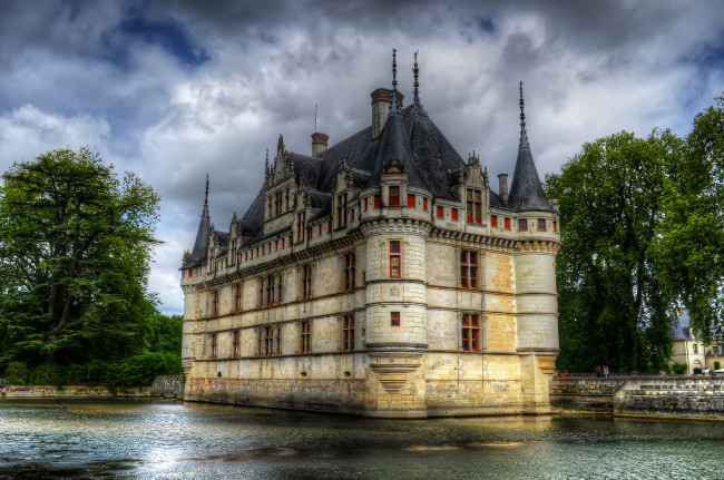 Обои картинки фото chateau azay-le-rideau, города, - дворцы,  замки,  крепости, отражение, замок, пруд, парк