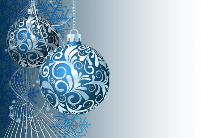 Обои картинки фото праздничные, векторная графика , новый год, шары, снежинки