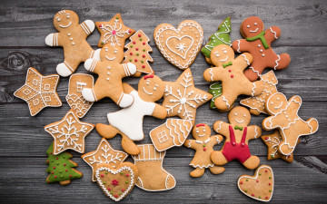 Картинка праздничные угощения sugar cookies человечки decoration праздник глазурь holiday звездочки имбирные christmas ёлочки
