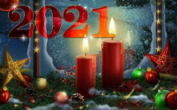 Картинка праздничные -+разное+ новый+год свечи окно год игрушки ель