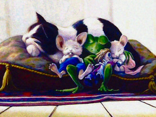 Картинка рисованные животные мышь кот