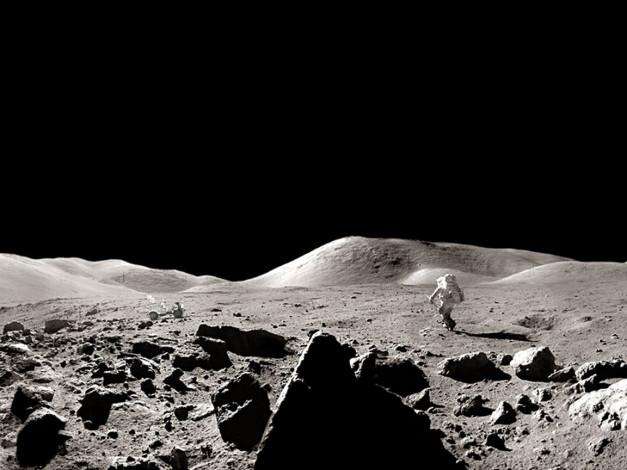 Обои картинки фото панорама, аполлона, 17, космос, луна