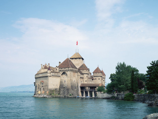 Обои картинки фото города, шильонский, замок, швейцария