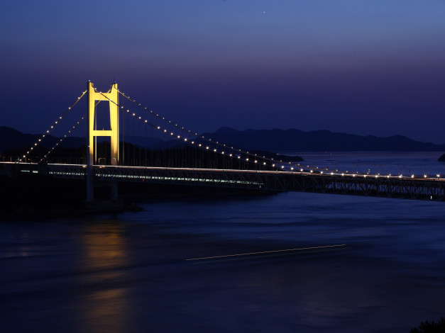 Обои картинки фото города, мосты, река, ночь