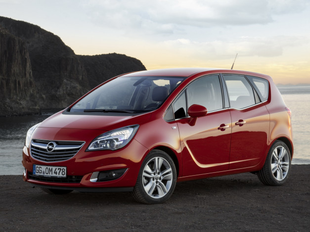 Обои картинки фото автомобили, opel, meriva, b, 2014, красный