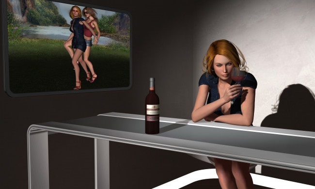 Обои картинки фото 3д графика, fantasy , фантазия, девушка, вино, scarlet
