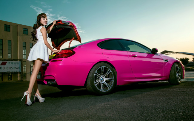 Обои картинки фото автомобили, авто с девушками, девушка, автомобиль, азиатка, bmw, m6