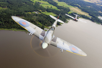 Картинка авиация лёгкие+одномоторные+самолёты mustang истребители spitfire полёт