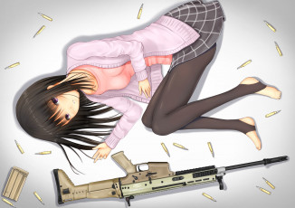 Картинка автор +kurokami+ kurokaminohito аниме оружие +техника +технологии арт патроны девушка