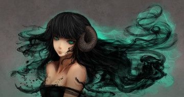 Картинка аниме ангелы +демоны магия улыбка рога девушка ximbixill арт