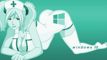 обоя компьютеры, windows  10, фон, взгляд, девушка