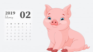 Картинка календари рисованные +векторная+графика поросенок свинья