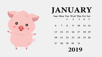 Картинка календари рисованные +векторная+графика поросенок свинья