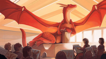 Картинка фэнтези драконы дети фон класс рисунок дракон