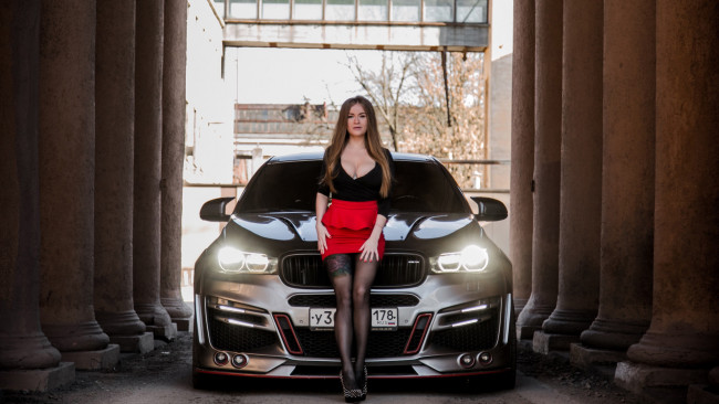 Обои картинки фото автомобили, -авто с девушками, bmw, m6, софия, темникова