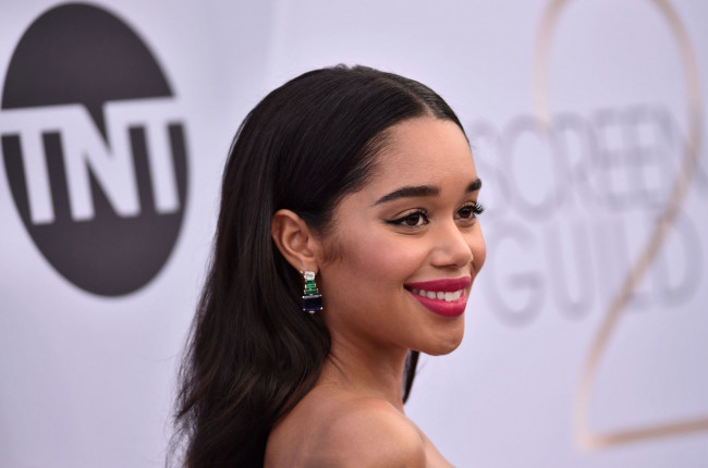 Обои картинки фото laura harrier, девушки, макияж, актриса, модель, взгляд, поза, чернокожая, красотка, девушка, лицо, портрет, laura, harrier, темнокожая, брюнетка