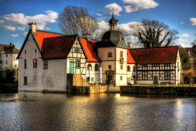 Обои картинки фото dortmund, haus, rodenberg, города, дворцы, замки, крепости, деревья, здания, река