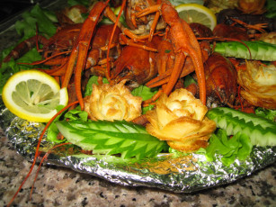 Картинка еда рыба +морепродукты +суши +роллы раки дизайн лимон огурцы