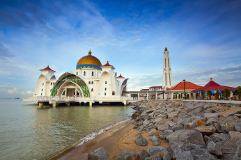 обоя malacca straits mosque, города, - мечети,  медресе, ислам, религия, храм, мечеть
