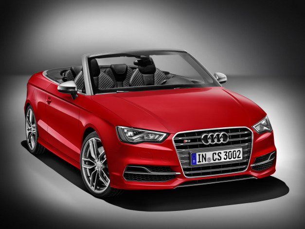 Обои картинки фото автомобили, audi, красный, 2014г, 8v, cabrio, s3