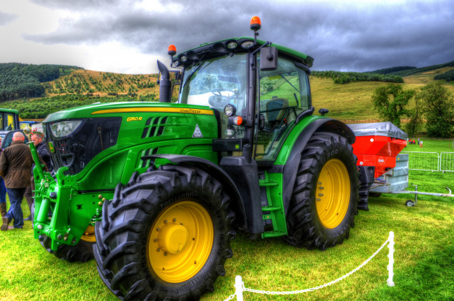 Обои картинки фото john deere, техника, тракторы, трактор, колесный, поле