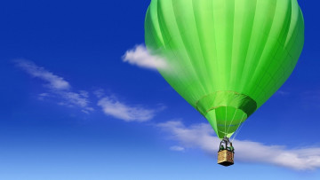 обоя авиация, воздушные шары, облака, полет, воздухоплавание, небо, корзина, зеленый, воздушный, шар