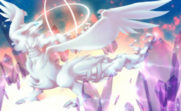 Картинка аниме pokemon дракон reshiram кристалл крылья покемон