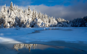 Картинка природа зима озеро снег