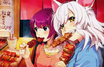 Картинка аниме bakemonogatari nekomonogatari hanekawa tsubasa senjougahara hitagi kawai makoto