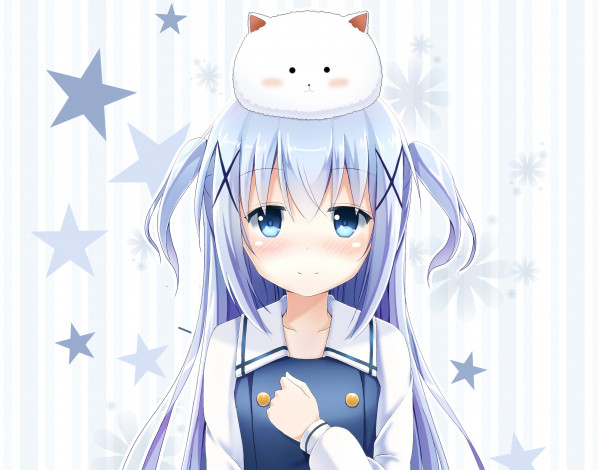 Обои картинки фото аниме, gochuumon wa usagi desu ka, gochuumon, wa, usagi, desu, ka, tippy, kafuu, chino