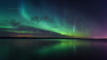 Картинка природа северное+сияние ночь озеро