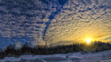 Картинка природа восходы закаты закат облака снег лес