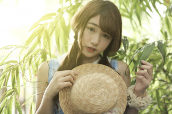 Картинка девушки -unsort+ азиатки шляпа ветки браслет