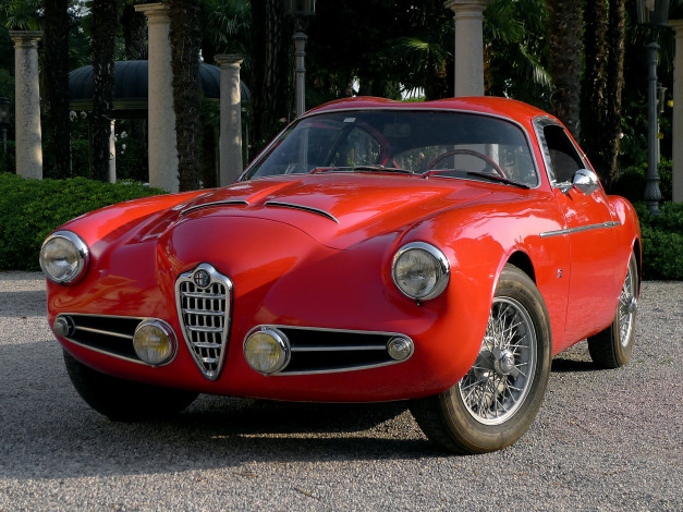 Обои картинки фото alfa romeo 1900 ssz-1484 1954, автомобили, alfa romeo, 1954, alfa, romeo, ssz-1484, 1900, red
