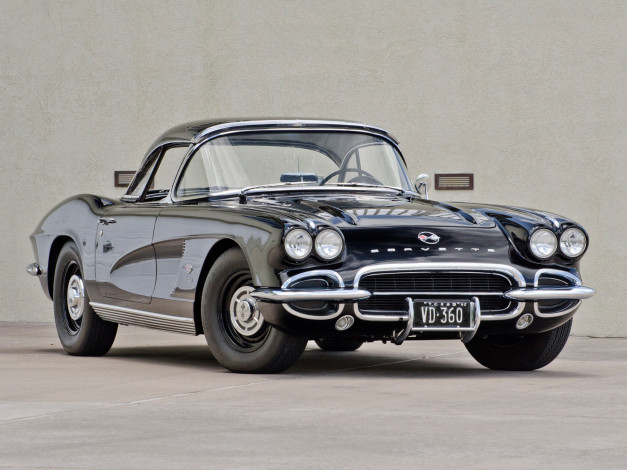 Обои картинки фото corvette c1 fuel injection 1962, автомобили, corvette, c1, fuel, injection, 1962, чёрный