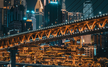Картинка города -+мосты небоскребы китай ночевки чунцин