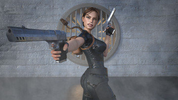 Картинка видео+игры tomb+raider+ other девушка фон взгляд пистолет