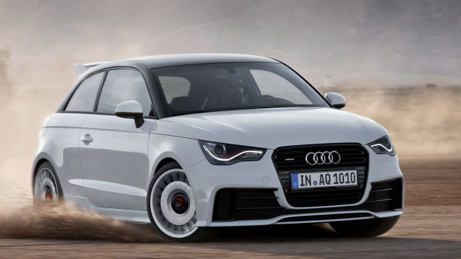 Обои картинки фото audi a1 quattro, автомобили, audi, белый, пыль