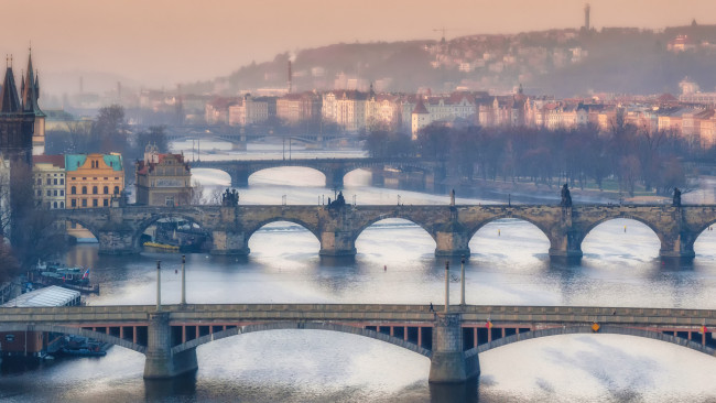 Обои картинки фото города, прага , Чехия, мосты