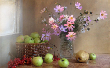 Картинка еда фрукты +ягоды цветы яблоки ягоды виноград