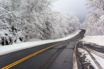 Картинка природа дороги дорога снег зима