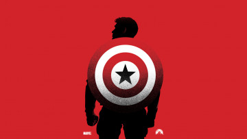 Картинка рисованное кино силуэт красный фон щит steve rogers captain america the first avenger первый мститель