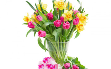 Картинка цветы букеты +композиции тюльпаны подарок gift tulips daffodils весна нарциссы