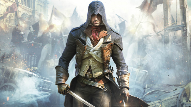 Обои картинки фото видео игры, assassin`s creed,  syndicate, мужчина, фон, униформа, сабля